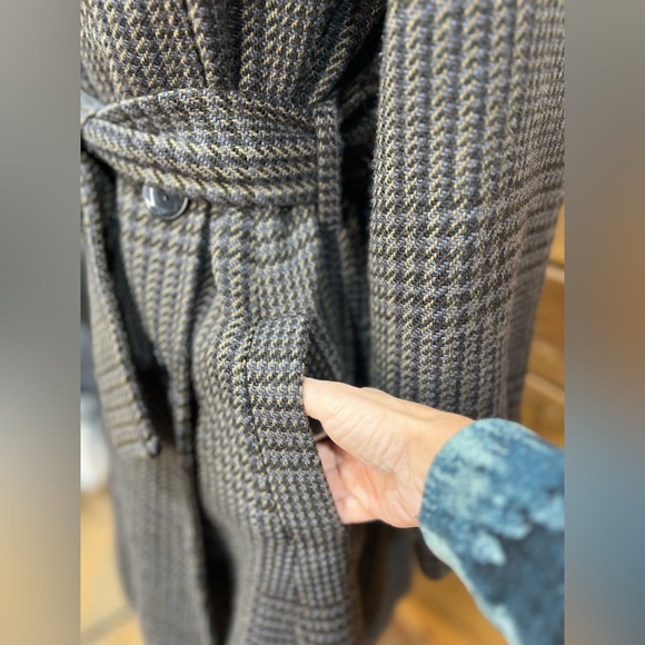 VTG Latte by Coffee Shop Glen Check Wool Blend Jacket Coat Statement Overcoat Sm - Picture 14 of 16